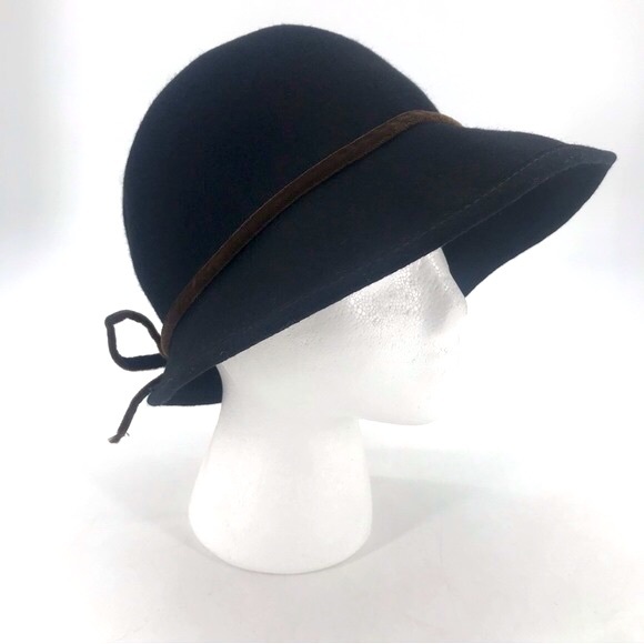 J. Crew Retro 1920’s Wool Velvet Bow Detail Made In Italy Cloche Bucket Hat